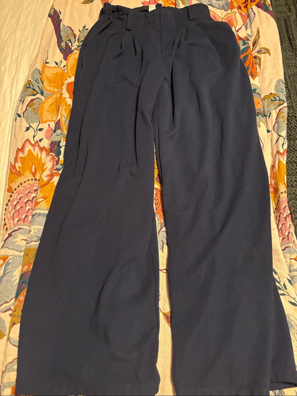HALARA Navy Wide-Leg Pull-On Pants